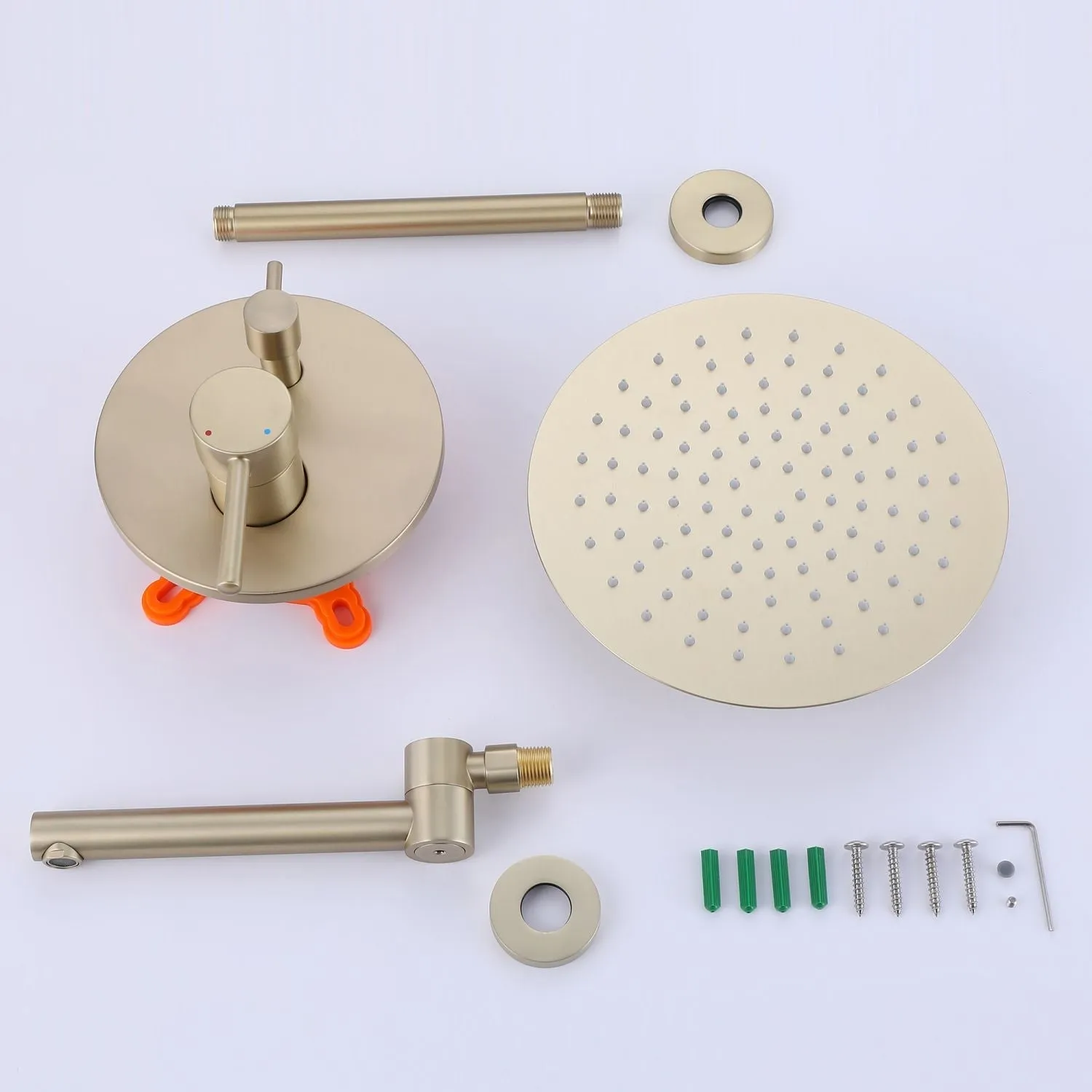 Brushed Gold Brass Shower System Complete Set with Tub Spout JK0053