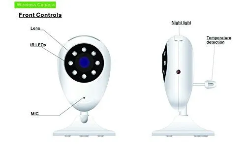 BW New 2.4 inch TFT LCD Wireless Digital Video Baby Monitor Night Vision IR LED Temperature Monitoring Security Camera 2 Way Talk