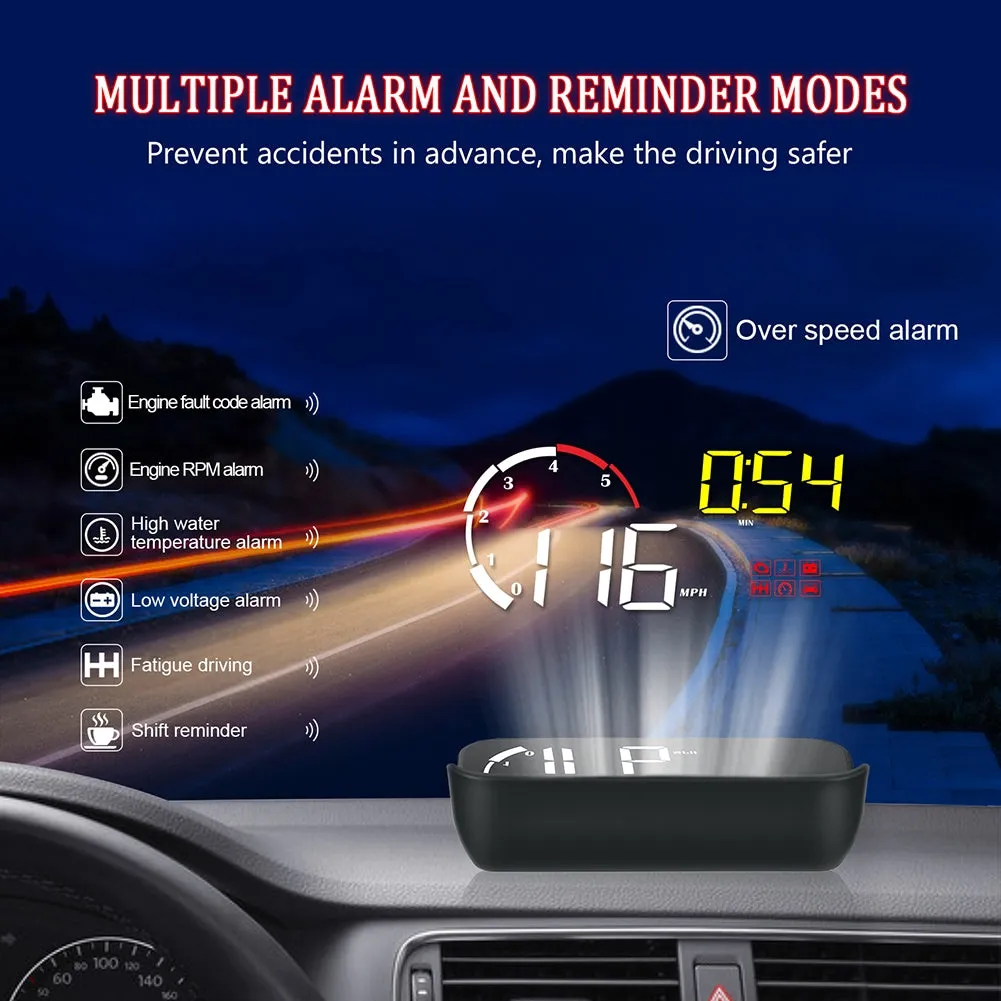 Car Hud Head-up Display M10 HD Windshield Projector Obd Overspeed
