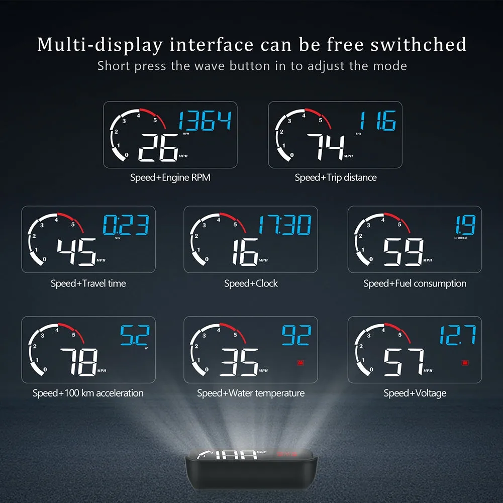 Car Hud Head-up Display M10 HD Windshield Projector Obd Overspeed