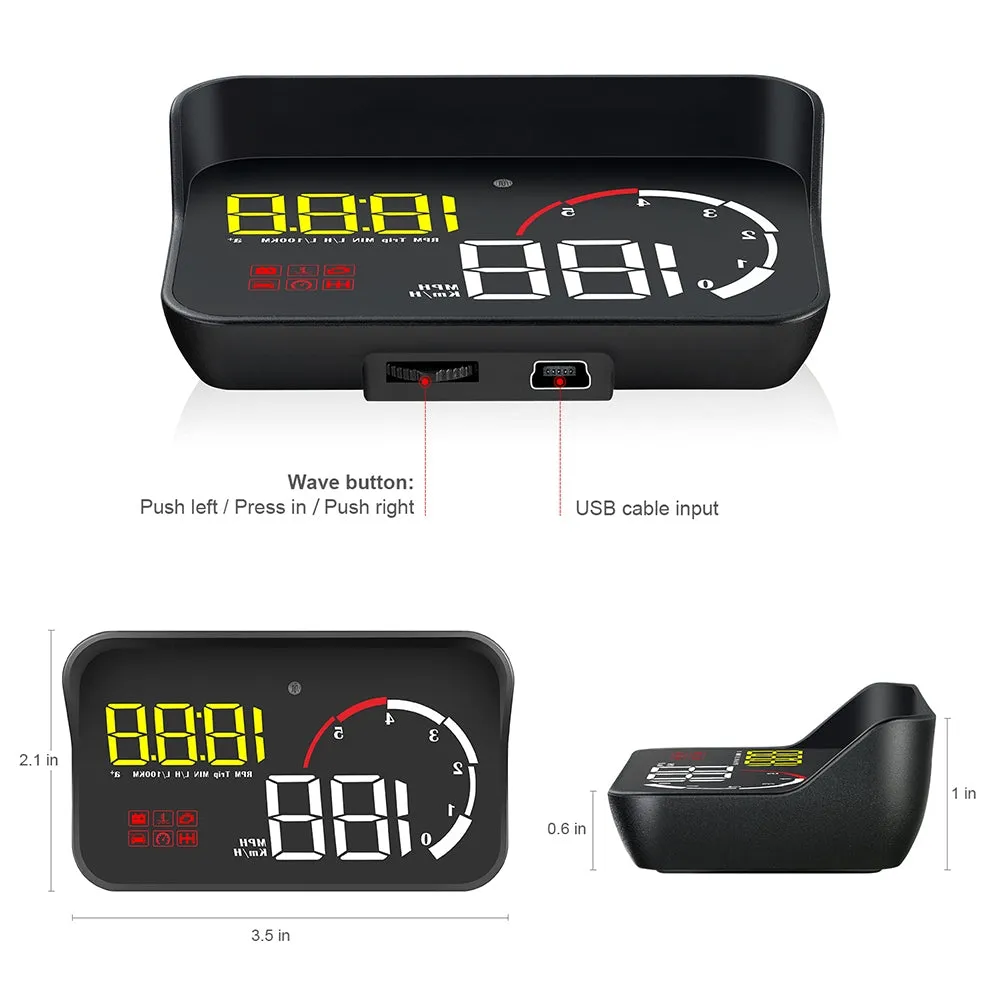 Car Hud Head-up Display M10 HD Windshield Projector Obd Overspeed