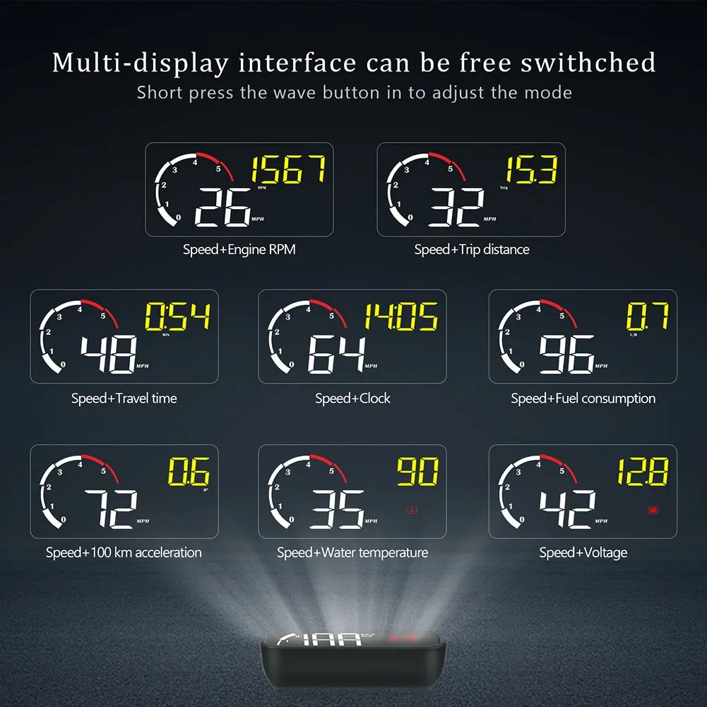 Car Hud Head-up Display M10 HD Windshield Projector Obd Overspeed