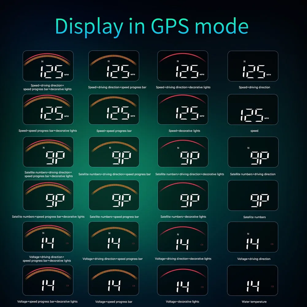 Car Hud Head-up Display Universal Obd Wireless Display HD Alarm