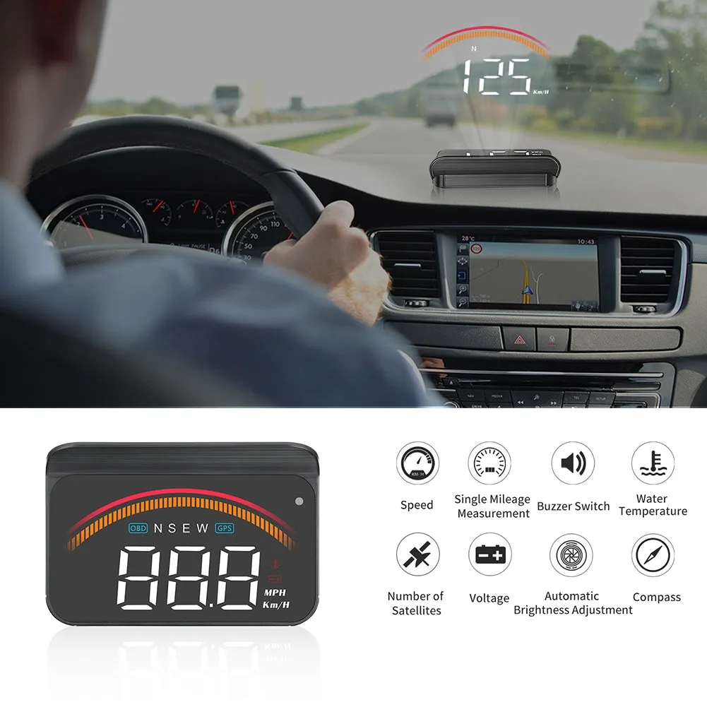 Car Hud Head-up Display Universal Obd Wireless Display HD Alarm