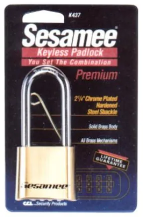 CCL™ Sesamee  Keyless Padlocks, 5/16 in Diam., 2 1/4 in L X 1 in W, Brass, Corbin, K437