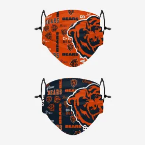 Chicago Bears Logo Rush Adjustable 2 Pack Face Cover