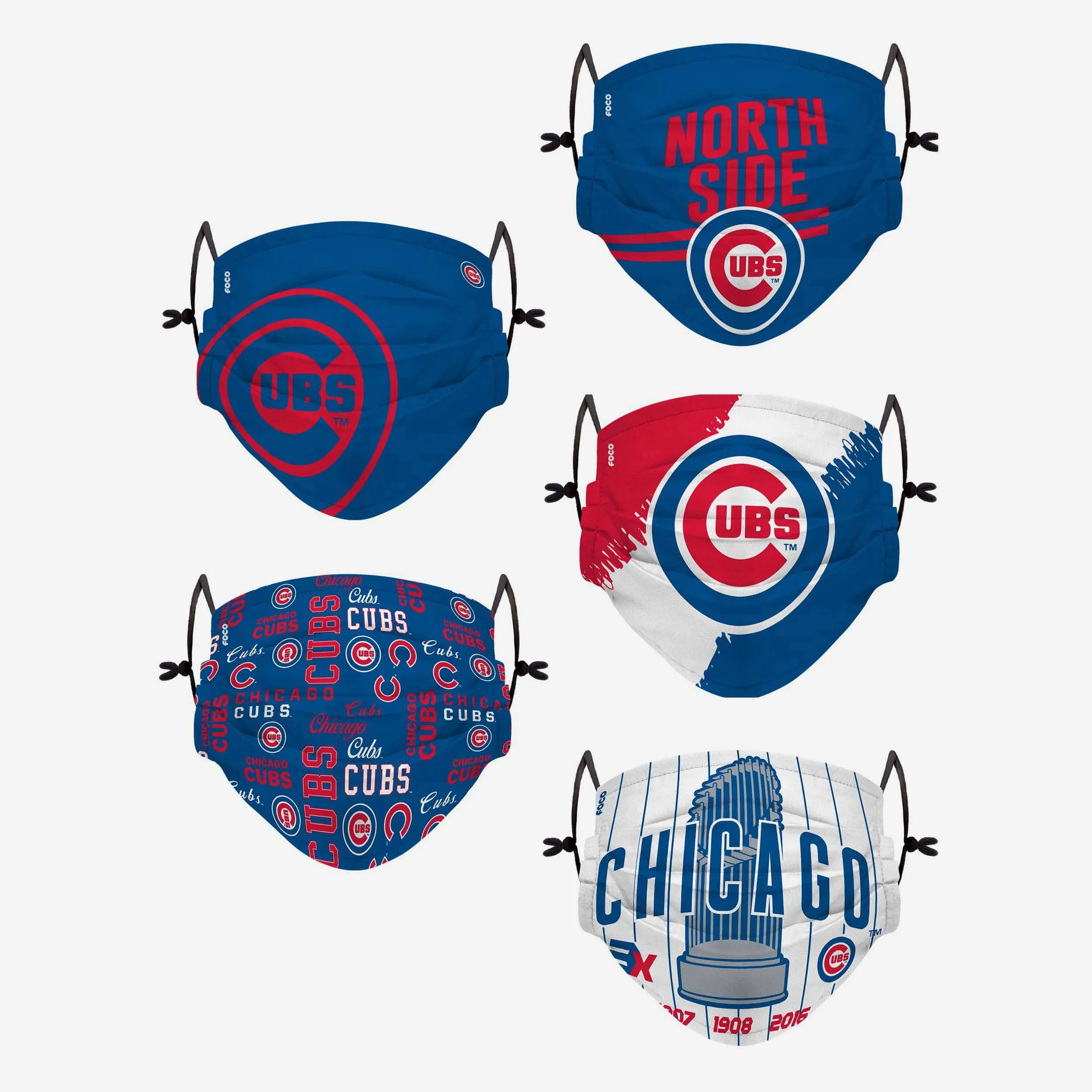 Chicago Cubs Youth Rising Stars Adjustable 5 Pack Face Cover