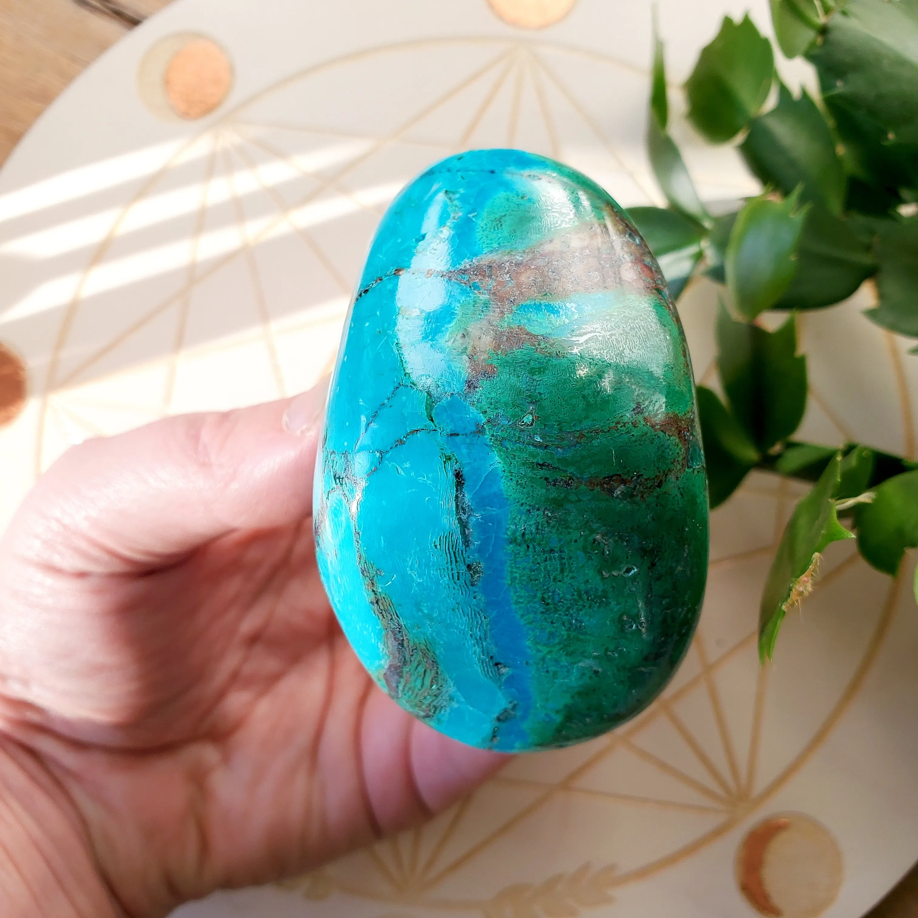 Chrysocolla & Malachite Palmstone #1 (Peru)
