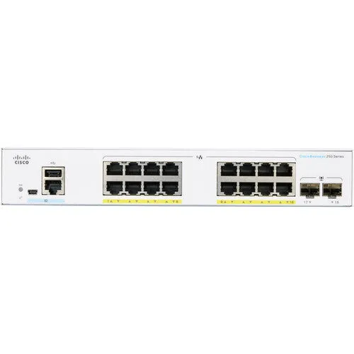 Cisco CBS250-16P-2G 16-Port Gigabit Ethernet PoE  Compliant Smart Switch with SFP