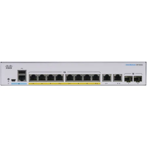 Cisco CBS250-8FP-E-2G 8-Port Gigabit PoE  Compliant Managed Switch with SFP/RJ45 Combo (120W)