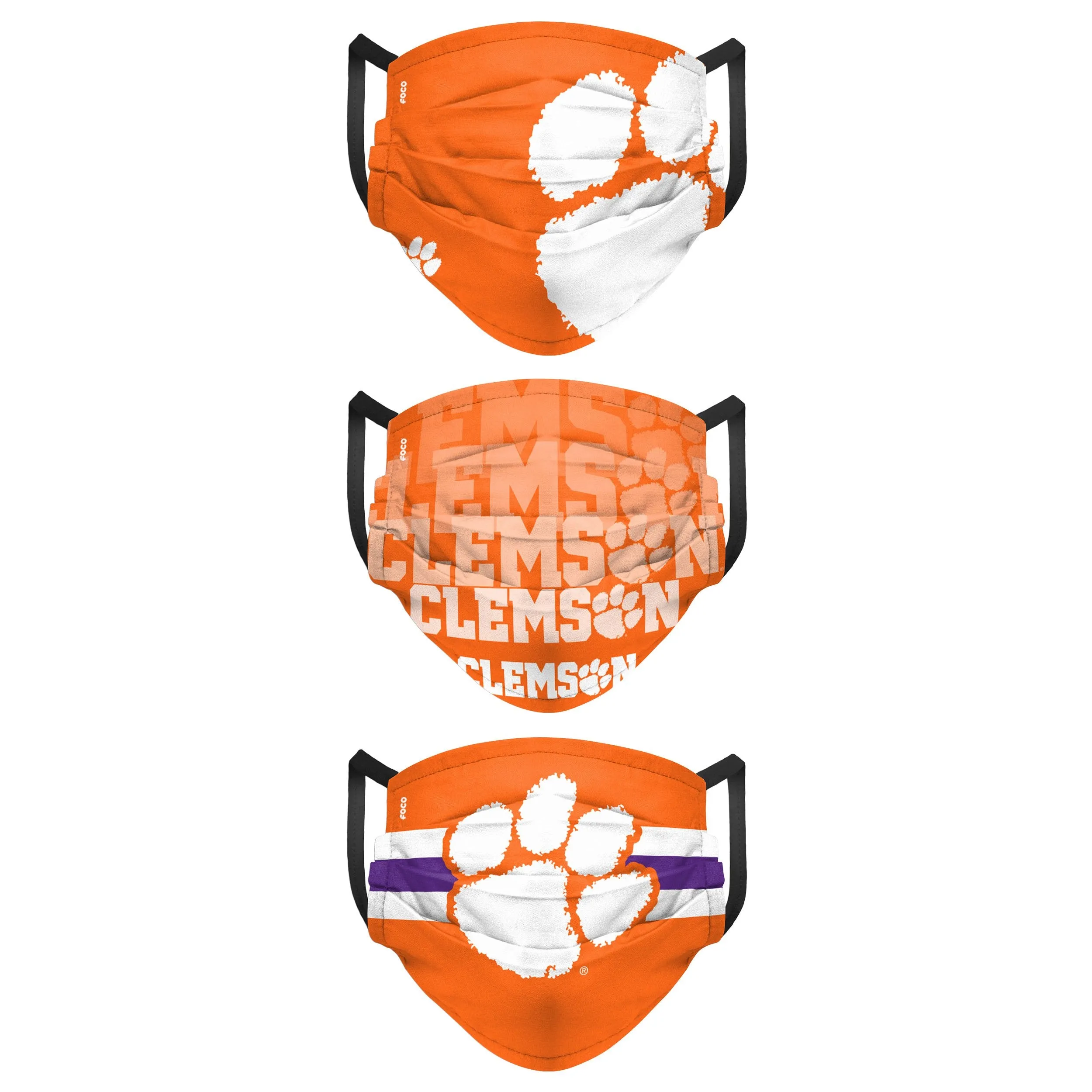 Clemson Tigers NCAA Mens Matchday 3 Pack Face Cover