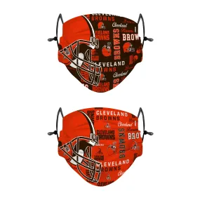 Cleveland Browns NFL Logo Rush Adjustable 2 Pack Face Cover