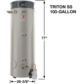 Commercial Triton Premium Heavy Duty High Eff. 100 Gal. 160K BTU ULN Natural Gas Power Direct Vent Tank Water Heater