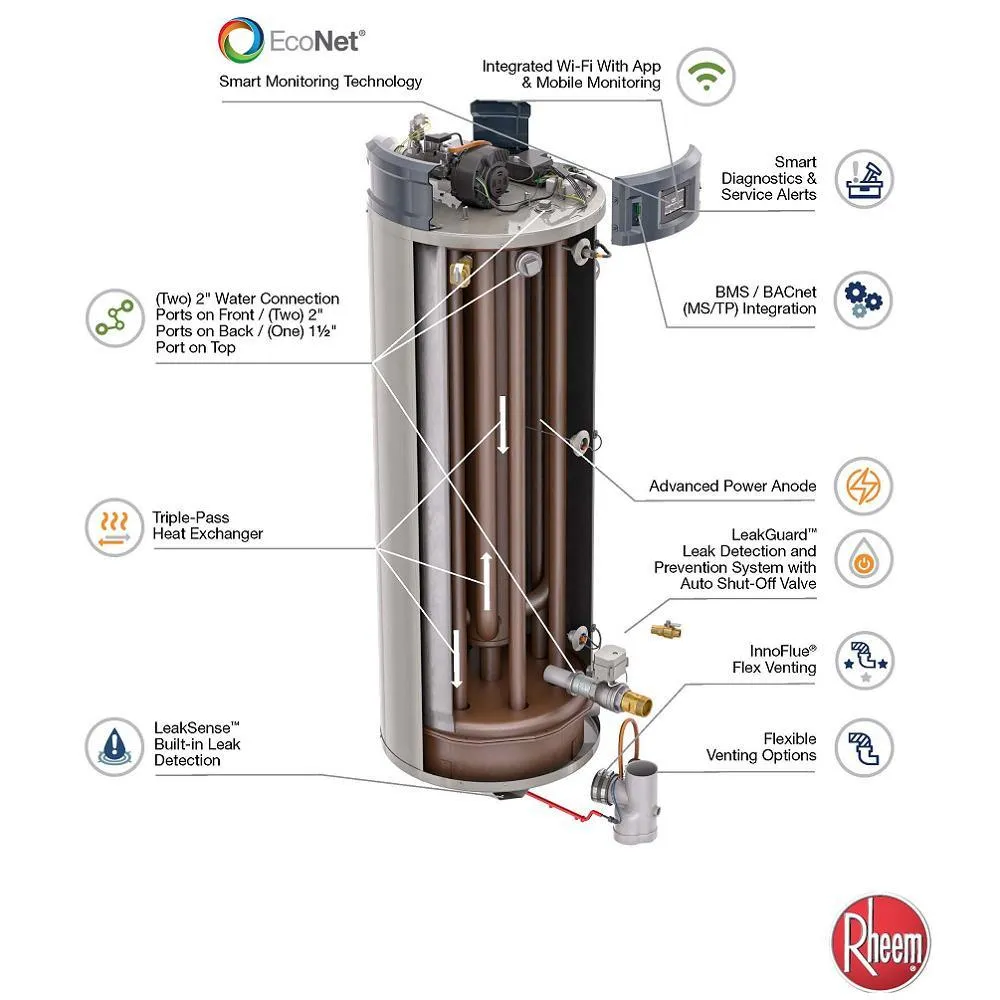 Commercial Triton Premium Heavy Duty High Eff 100 Gal. 200K BTU ULN Natural Gas ASME Power Direct Vent Tank Water Heater