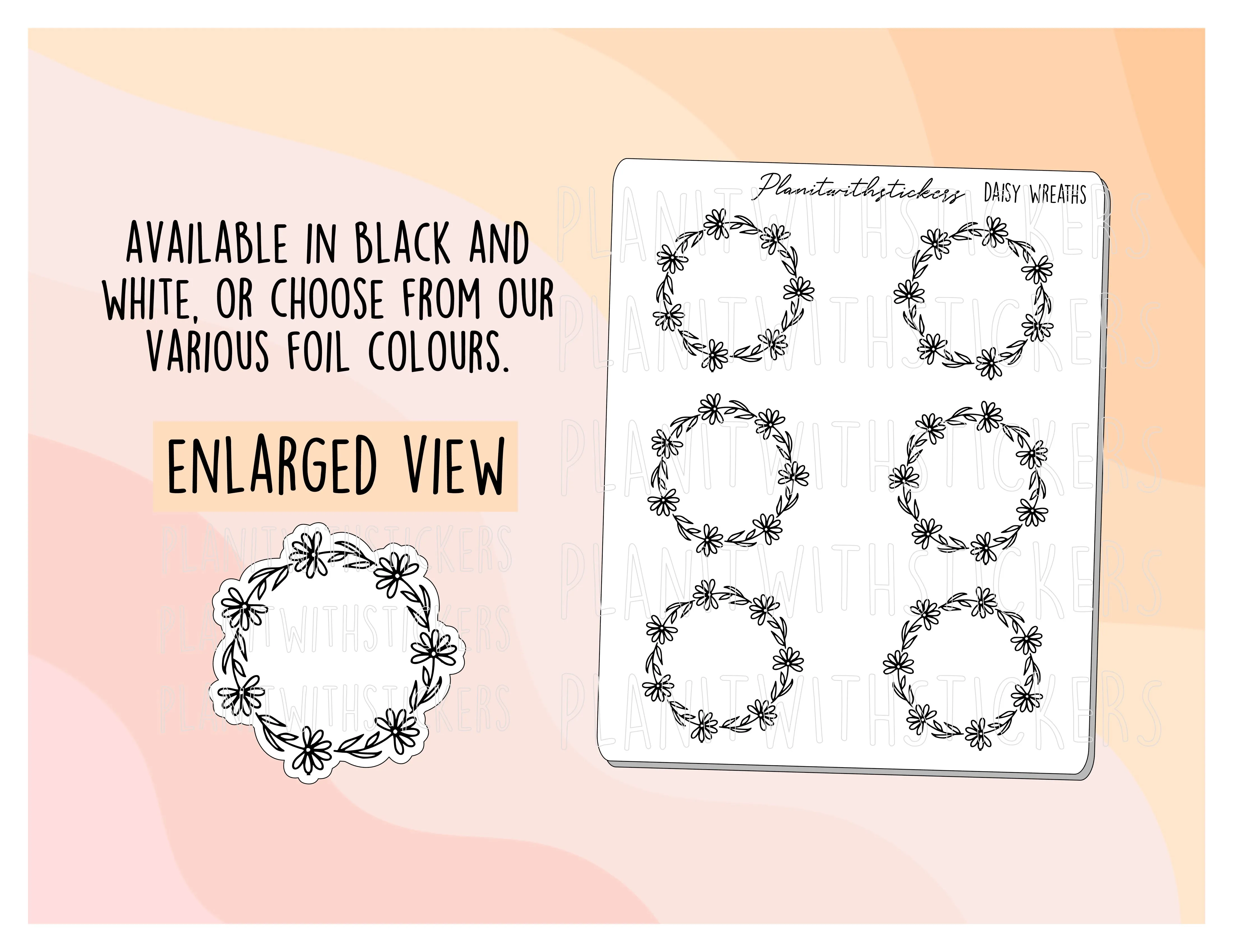 Daisy Wreaths Spring Flowers Floral Deco Stickers