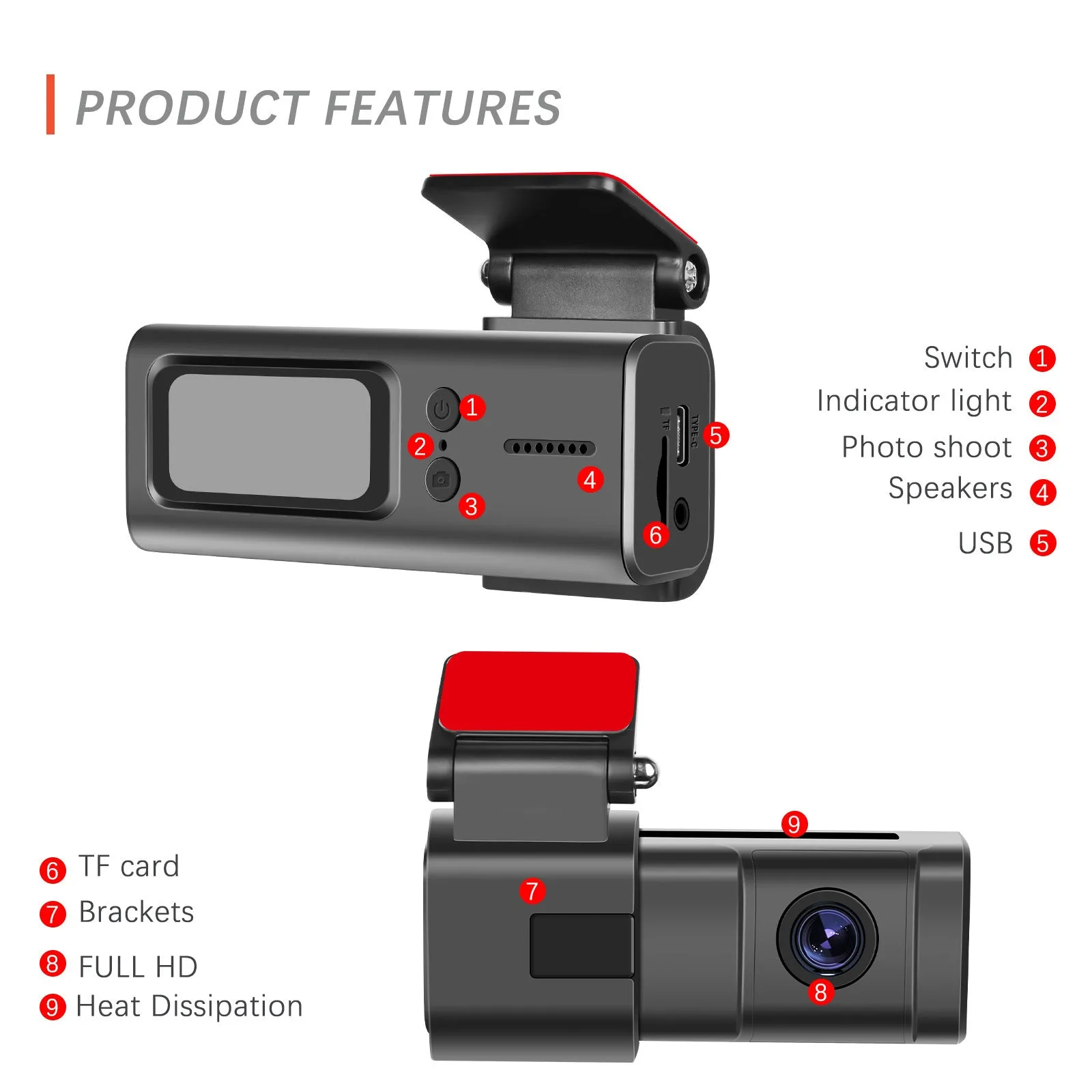 Dash Cam WiFi Car Camera 1080P Dash Camera 1.5 Inch Super Night