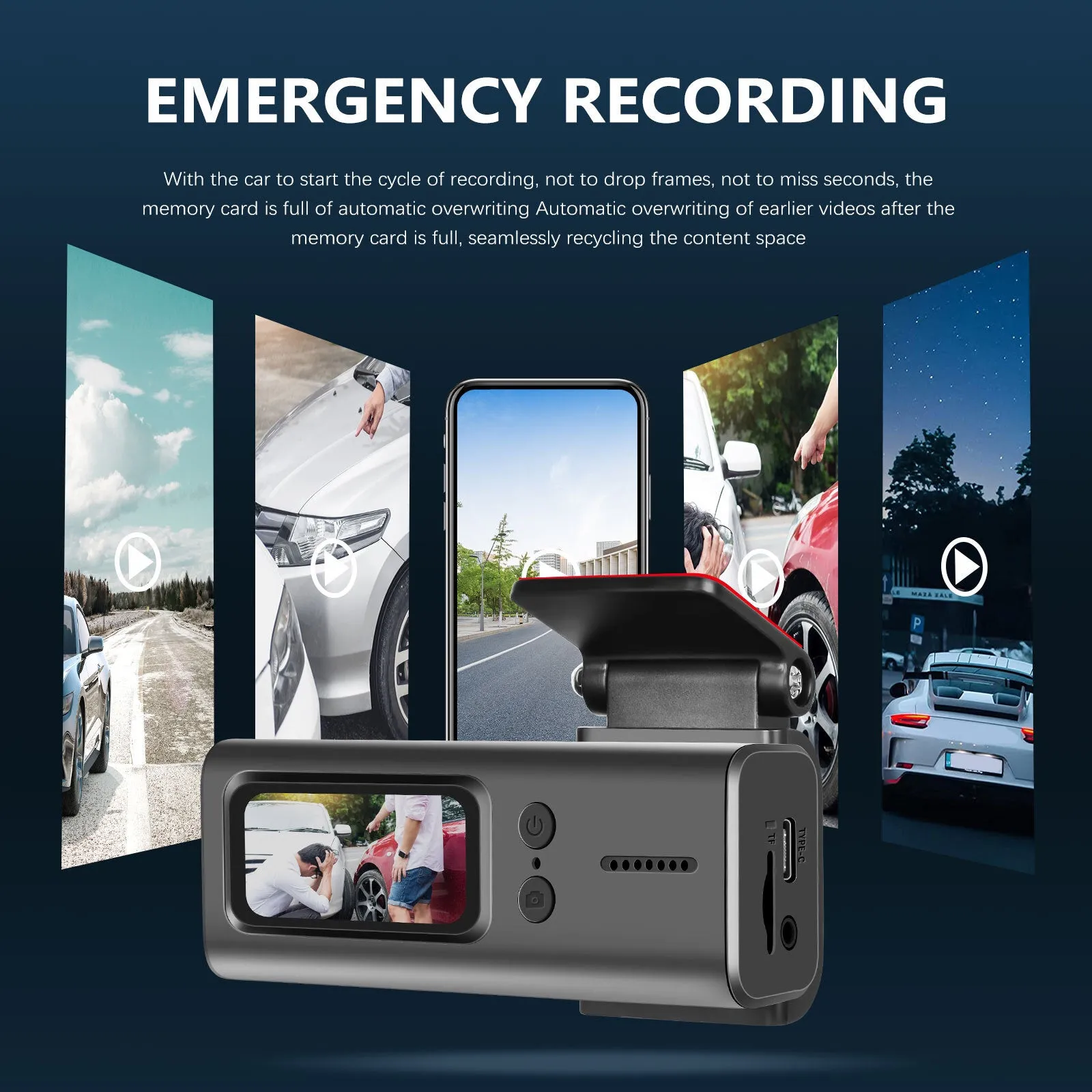 Dash Cam WiFi Car Camera 1080P Dash Camera 1.5 Inch Super Night