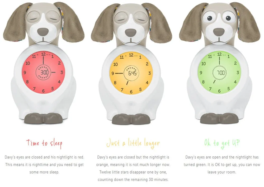 Davy The Dog - Sleep Trainer, Nightlight, Alarm Clock - Pink