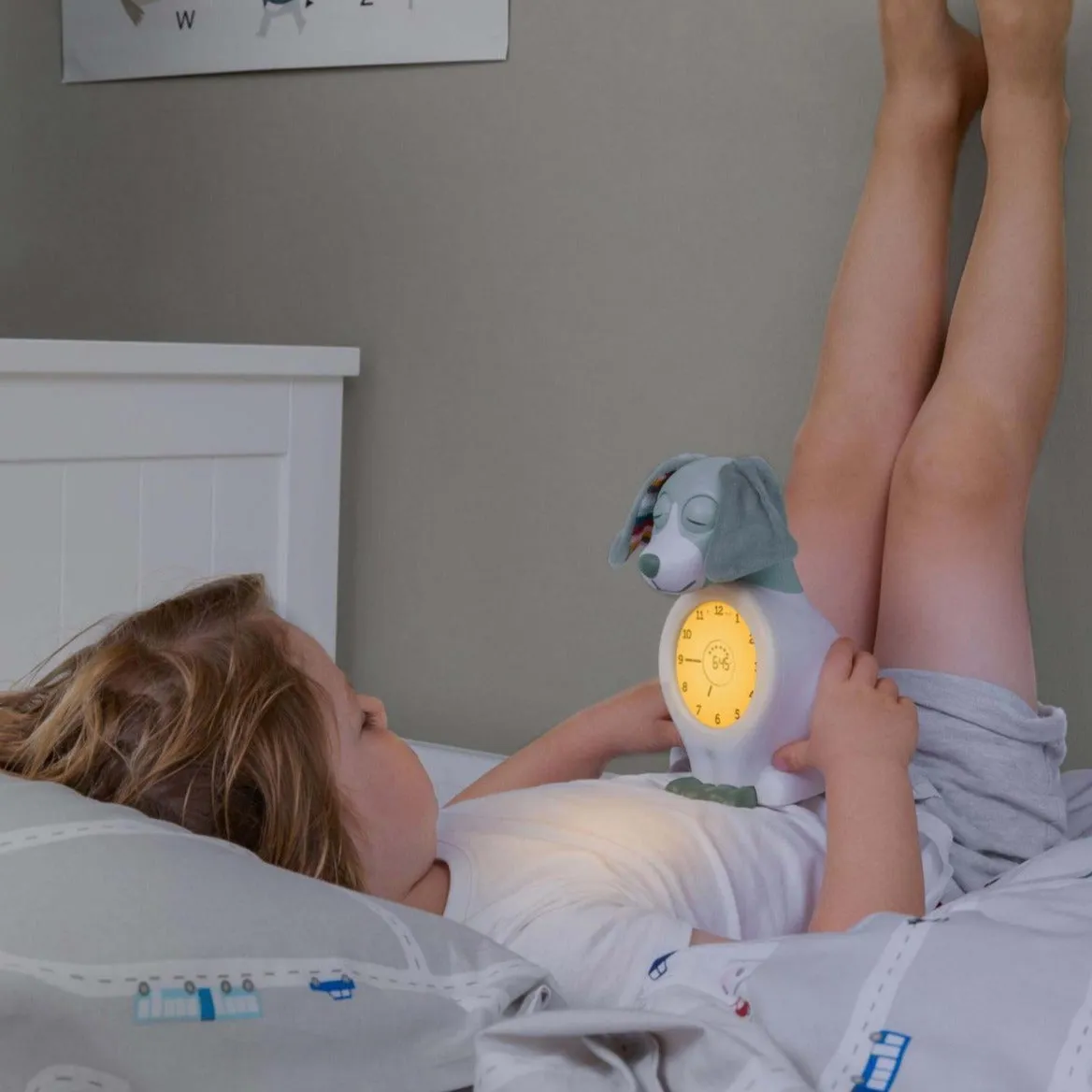 Davy The Dog - Sleep Trainer, Nightlight, Alarm Clock - Pink