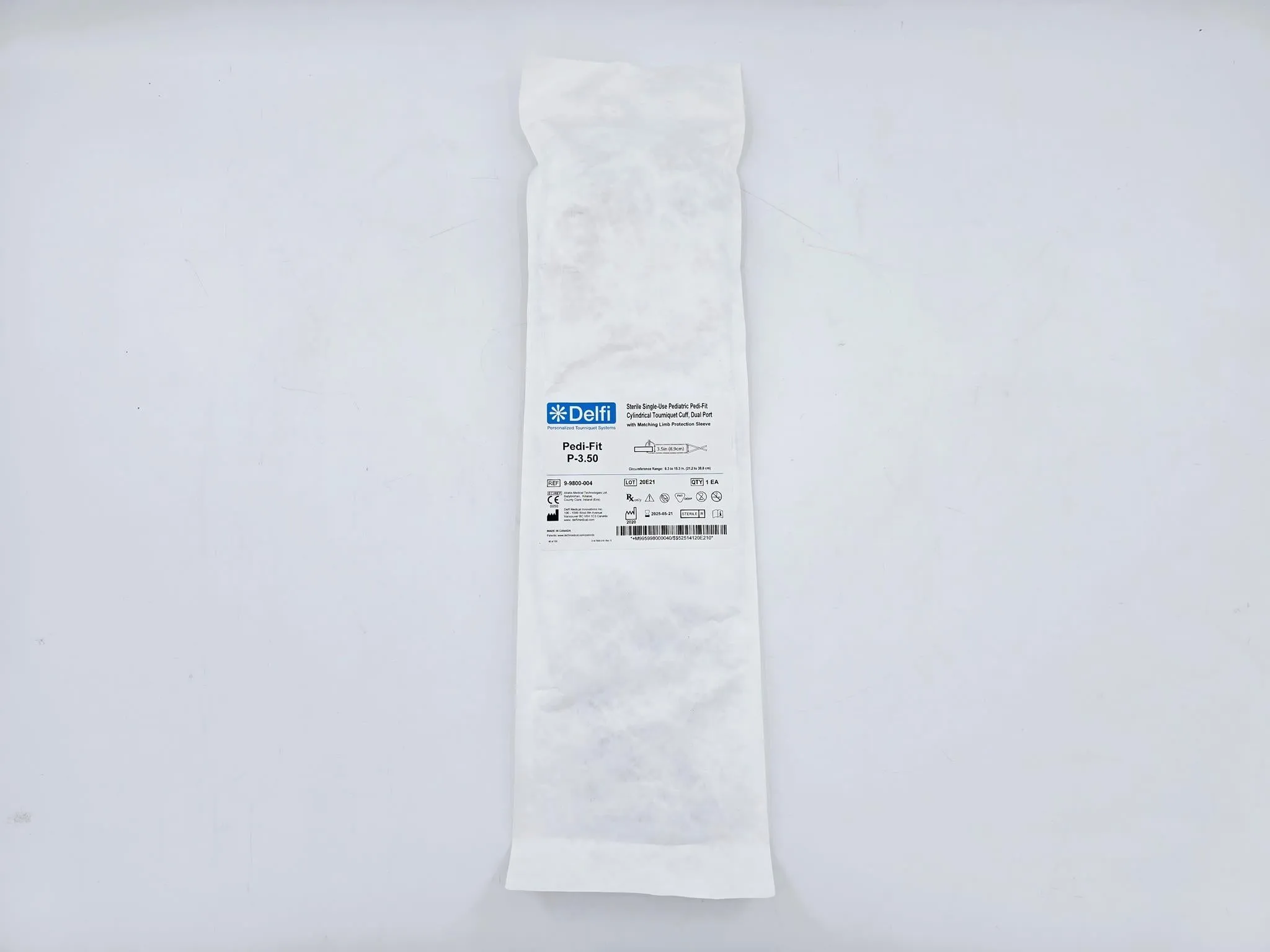 Delfi 9-9800-004 Pedi-Fit P-3.50 Pediatric Tourniquet Cuff Dual Port, Single-Use Each