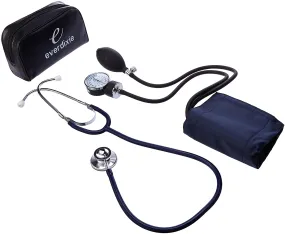 Dixie EMS Aneroid Sphygmomanometer and Dual Head Stethoscope Set with Adult Size Blood Pressure Cuff, Calibration Key and Carrying Case