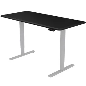 Dual Motor Electric Height Adjustable Standing Desk, 150x70cm, 120kg Load, Black/Silver Frame - FORTIA