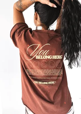 FINAL SALE: YOU BELONG HERE BLEACHED OUT SIDE SLIT TEE