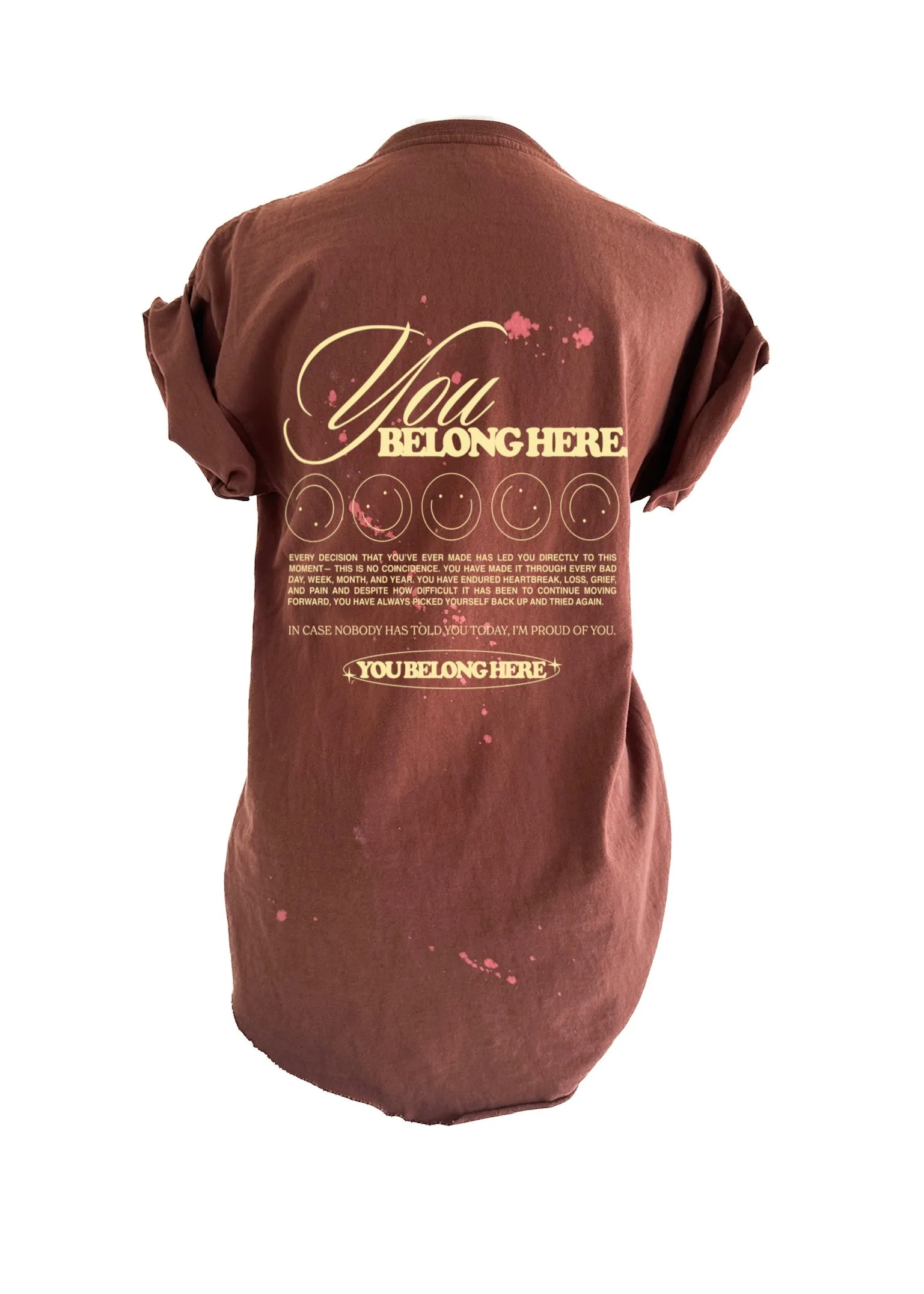 FINAL SALE: YOU BELONG HERE BLEACHED OUT SIDE SLIT TEE