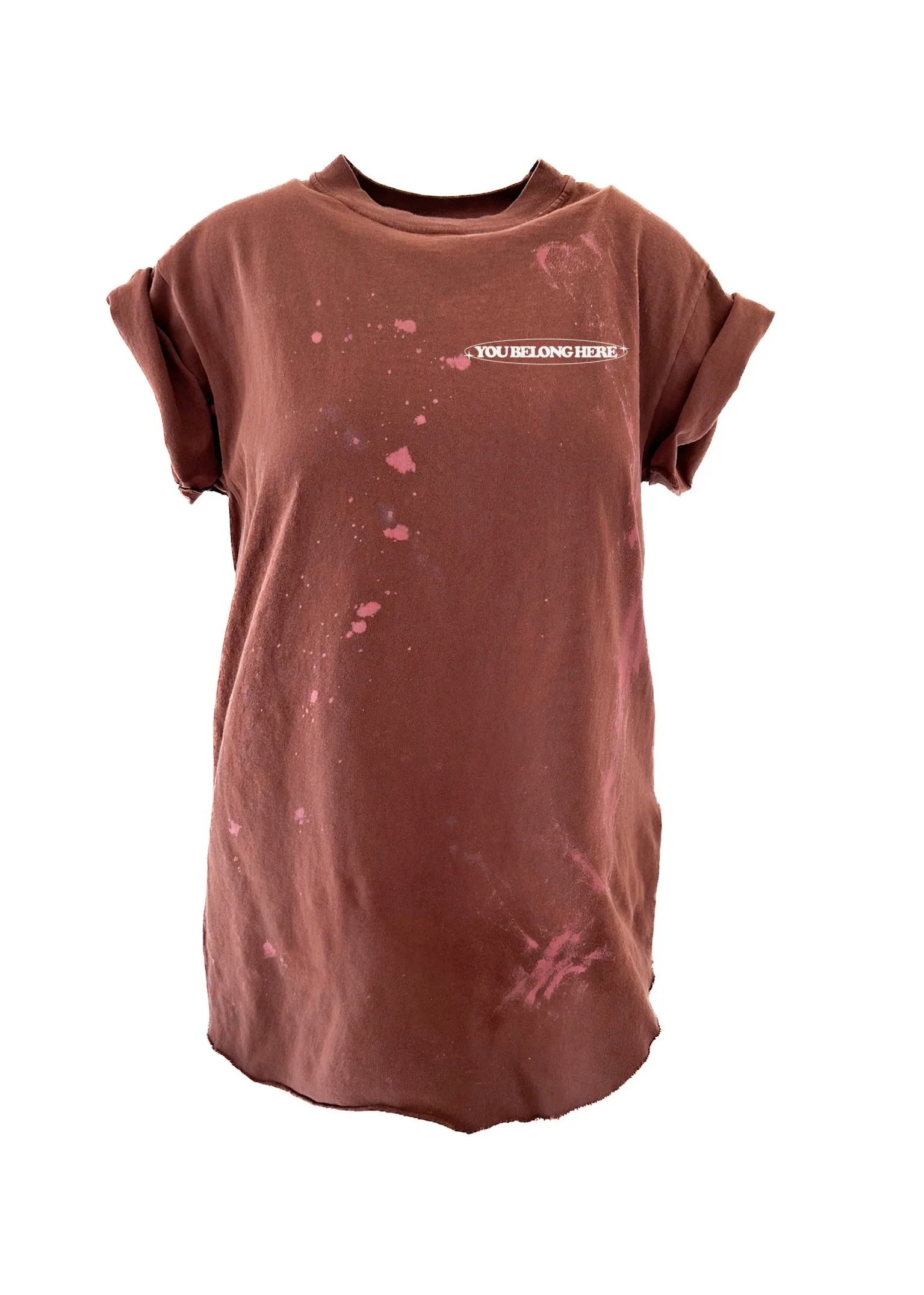 FINAL SALE: YOU BELONG HERE BLEACHED OUT SIDE SLIT TEE