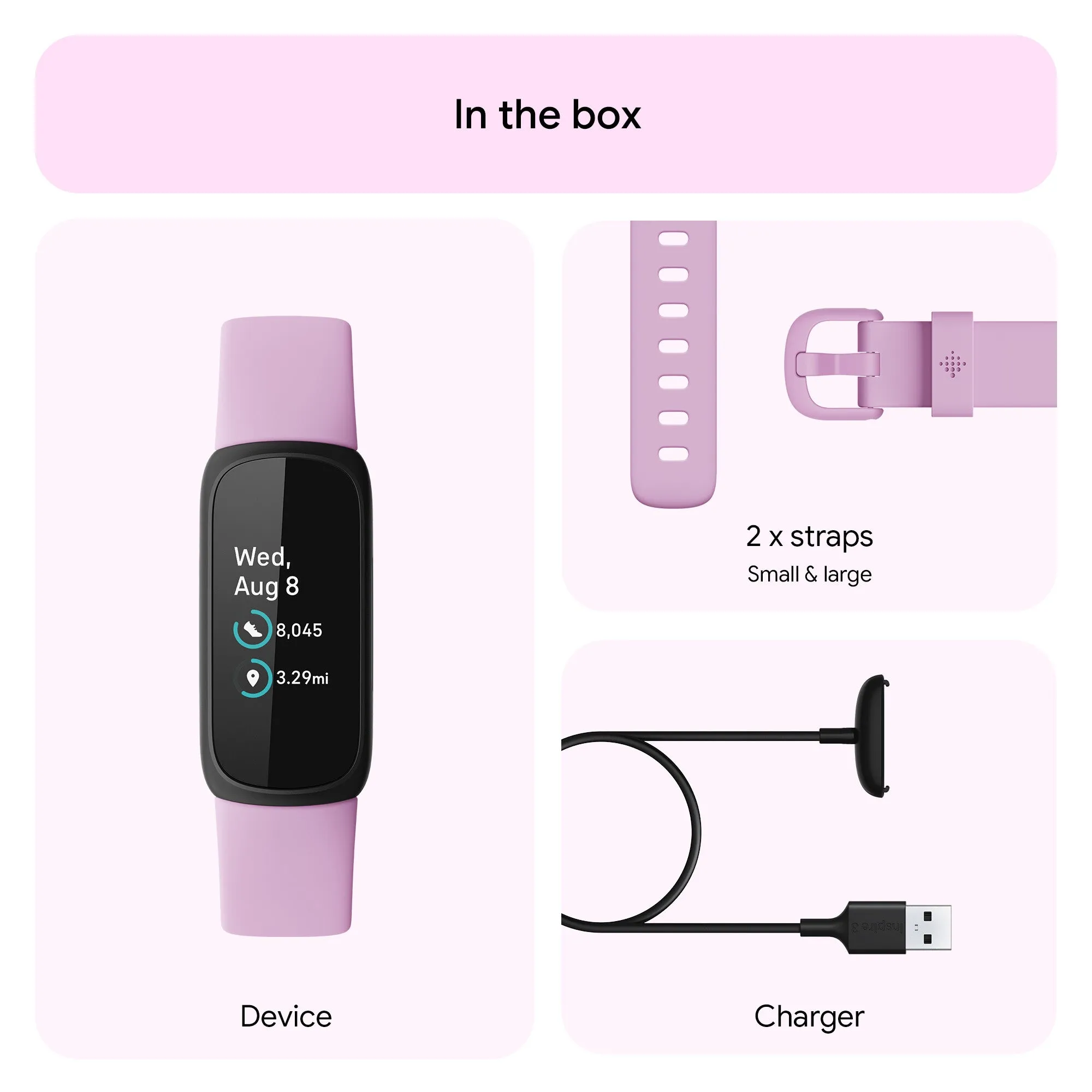 Fitbit Inspire 3 Fitness Tracker - Black/Lilac Bliss