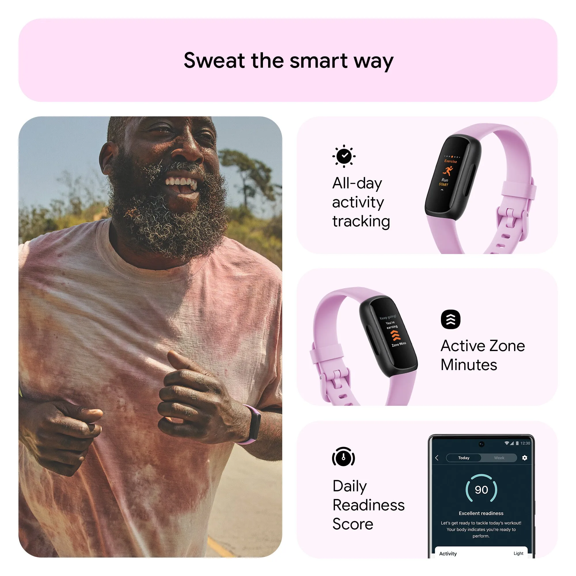 Fitbit Inspire 3 Fitness Tracker - Black/Lilac Bliss