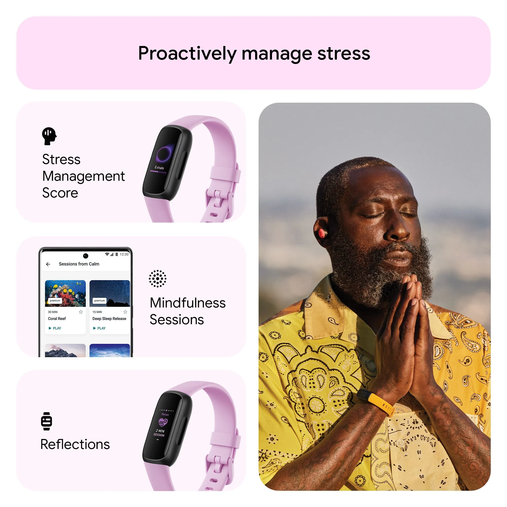 Fitbit Inspire 3 Fitness Tracker - Black/Lilac Bliss