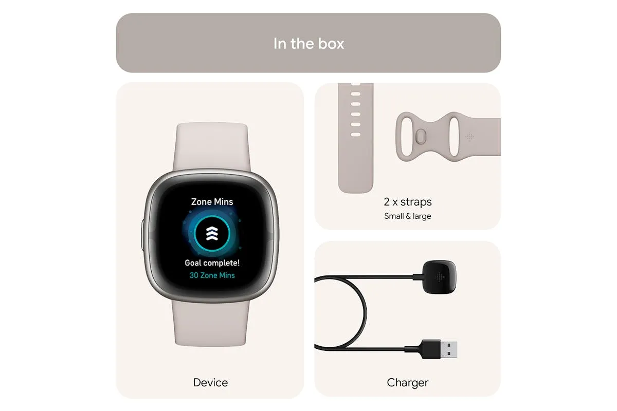 Fitbit Sense 2 Smartwatch | Lunar White & Platinum