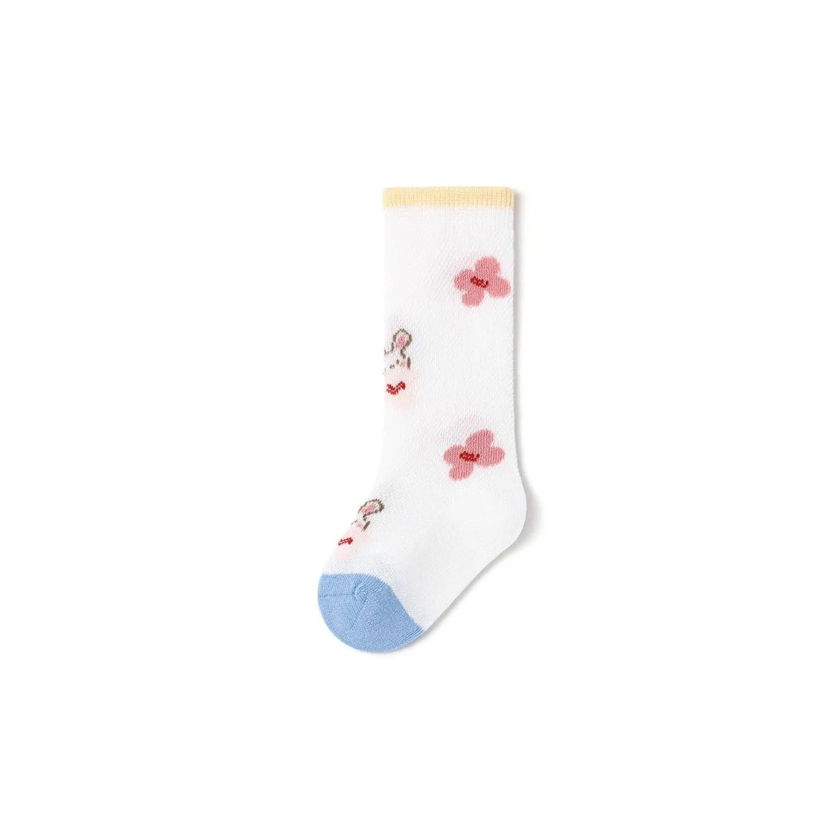 Floral Bunny Thin Mesh Breathable Baby Girl 3pcs Over The Knee Socks Set