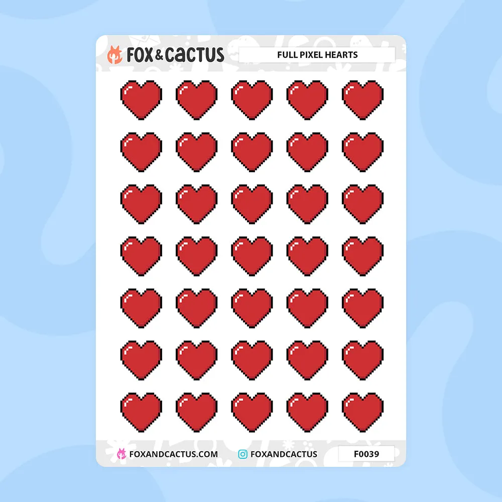 Full Pixel Heart Stickers