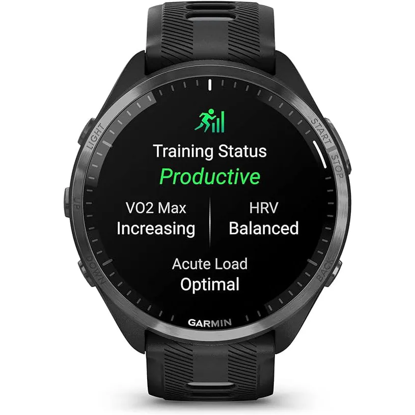 Garmin Colorful Amoled Display Training Metrics Recovery Insights Black Powder Gray Forerunner 965 Running Smartwatch - 010-02809-00