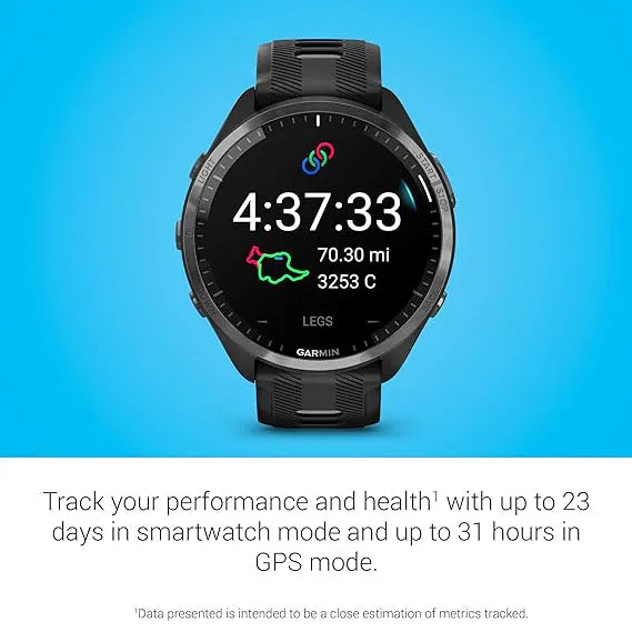 Garmin Colorful Amoled Display Training Metrics Recovery Insights Black Powder Gray Forerunner 965 Running Smartwatch - 010-02809-00