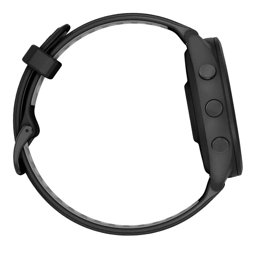 Garmin Forerunner 265 Black and Powder Gray Silicone Band AMOLED Display Training Metrics and Recovery Insights Running Smartwatch - 010-02810-00