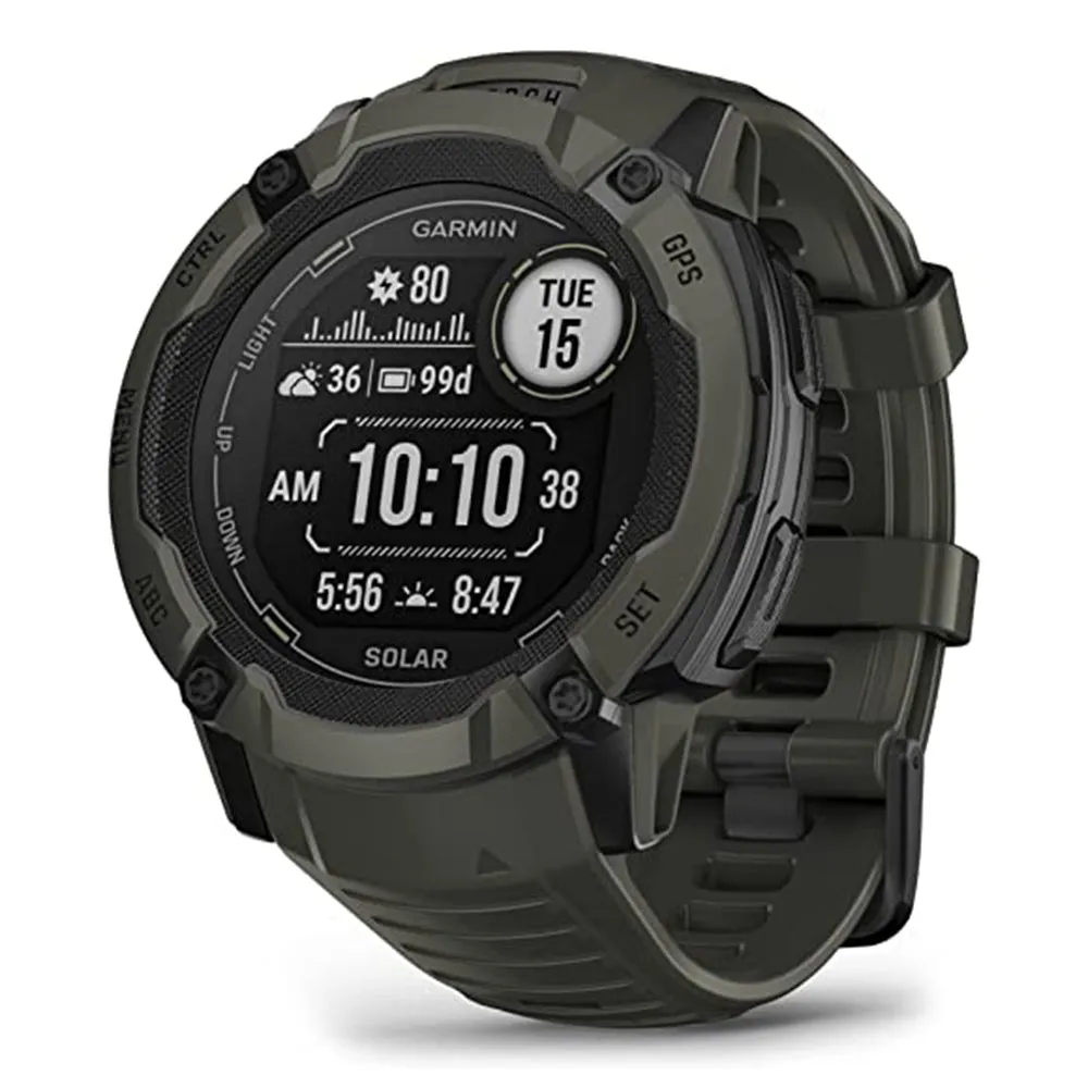 Garmin Instinct 2X Moss Built-in Flashlight Solar Charging Capability Multi-Band GNSS Rugged GPS Smartwatch - 010-02805-15