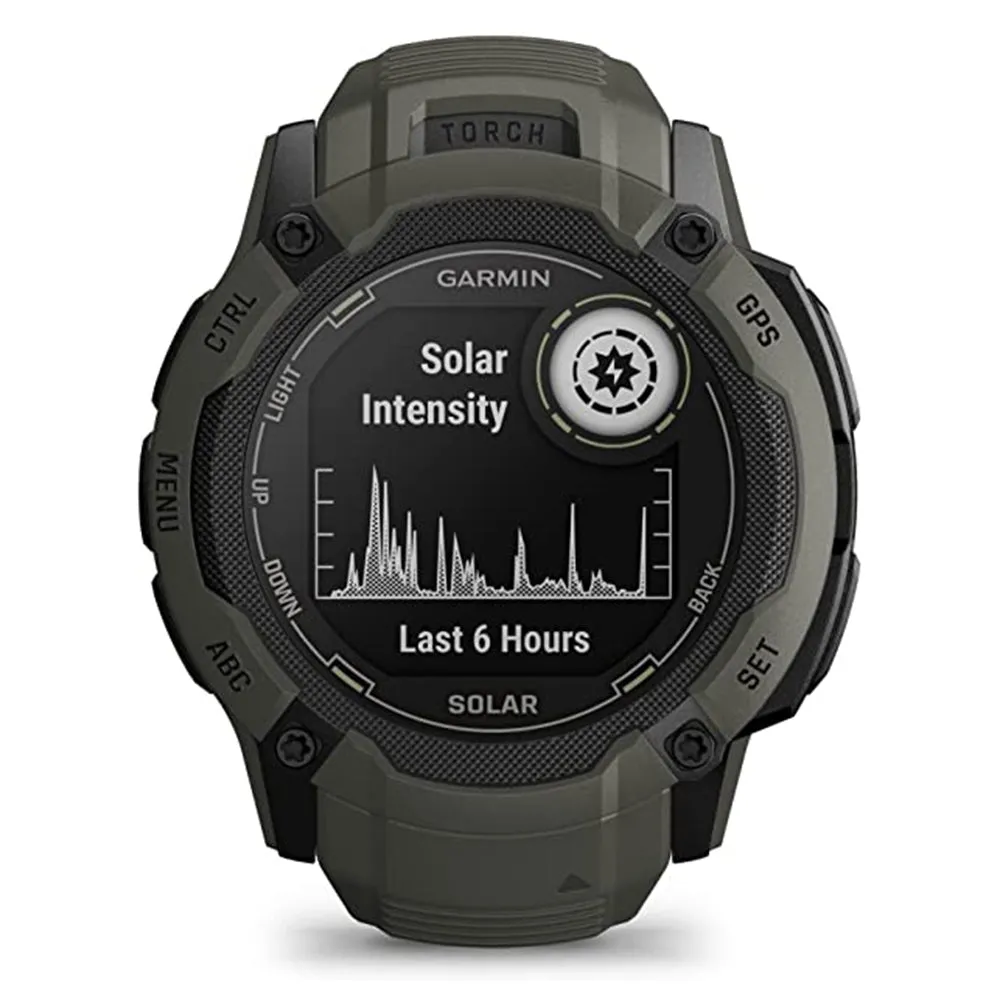Garmin Instinct 2X Moss Built-in Flashlight Solar Charging Capability Multi-Band GNSS Rugged GPS Smartwatch - 010-02805-15