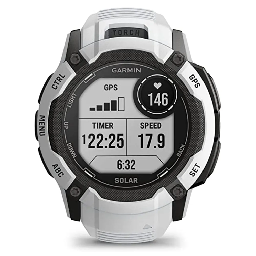 Garmin Instinct 2X Whitestone Built-in Flashlight Solar Charging Capability Multi-Band GNSS Rugged GPS Smartwatch - 010-02805-14