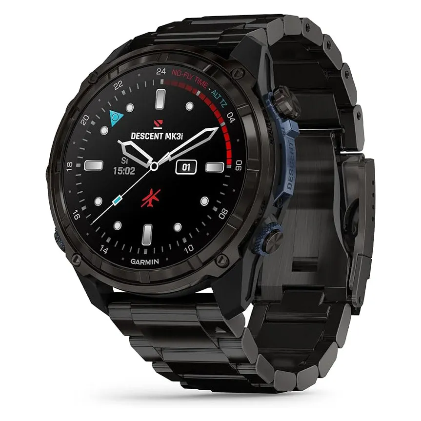 Garmin Unisex Black Descent Mk3i DLC 51mm Titanium Band Air Integration Dive Computer and Multisport GPS Smartwatch - 010-02752-13