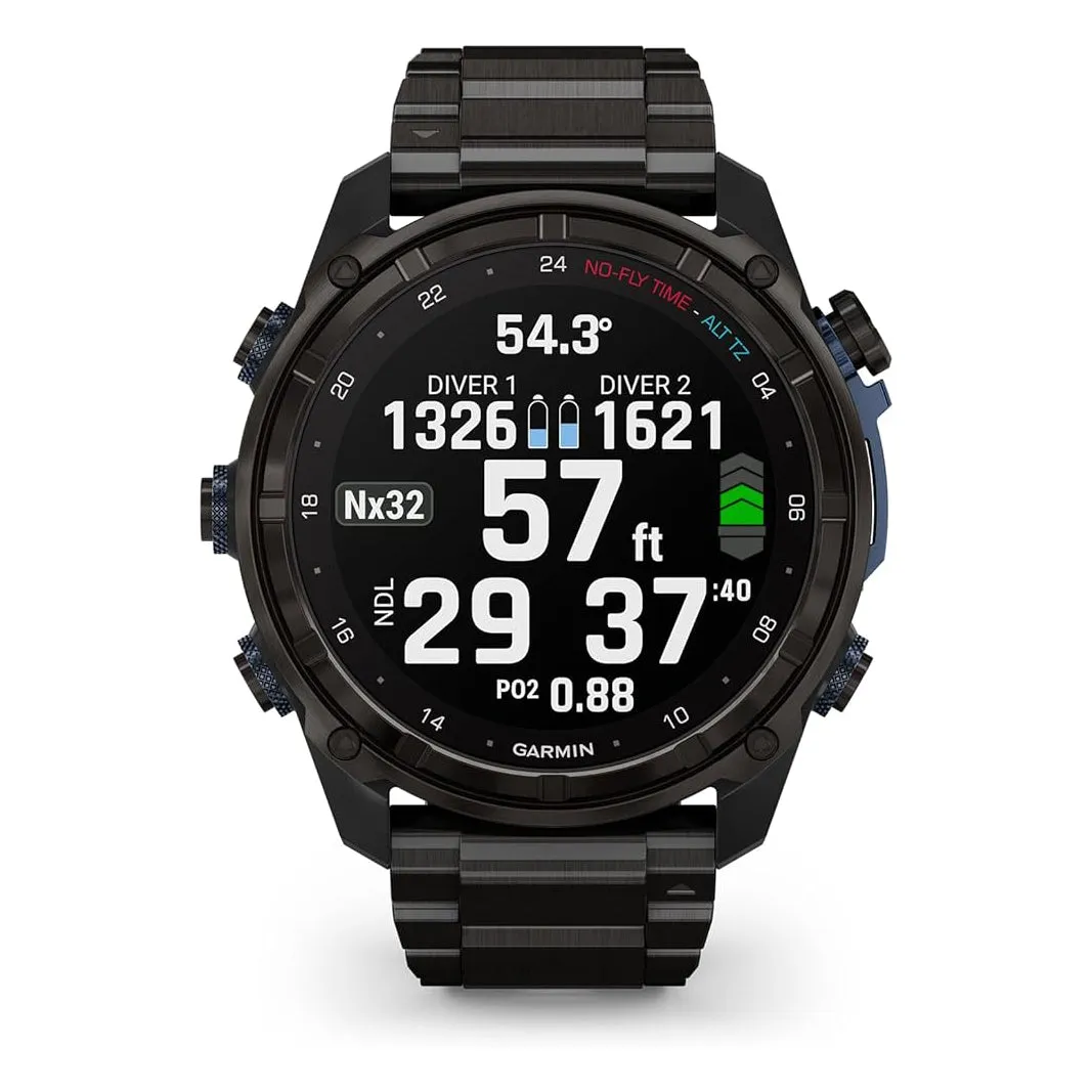 Garmin Unisex Black Descent Mk3i DLC 51mm Titanium Band Air Integration Dive Computer and Multisport GPS Smartwatch - 010-02752-13