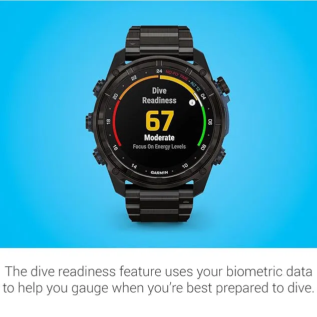 Garmin Unisex Black Descent Mk3i DLC 51mm Titanium Band Air Integration Dive Computer and Multisport GPS Smartwatch - 010-02752-13