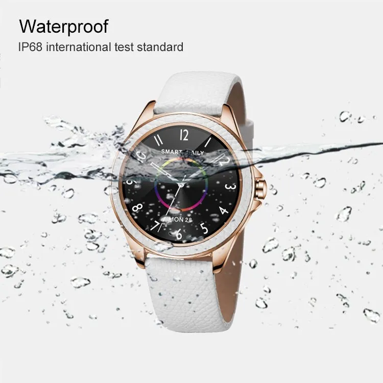 Glittery Leather Strap Smart Watch for Women with Heart Rate & Sleep Monitoring