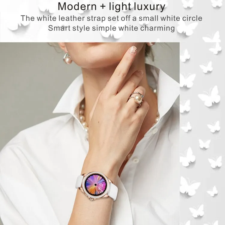Glittery Leather Strap Smart Watch for Women with Heart Rate & Sleep Monitoring