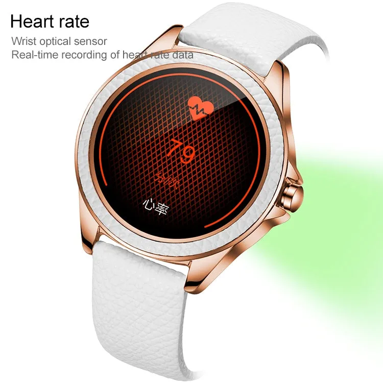 Glittery Leather Strap Smart Watch for Women with Heart Rate & Sleep Monitoring