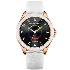 Glittery Leather Strap Smart Watch for Women with Heart Rate & Sleep Monitoring