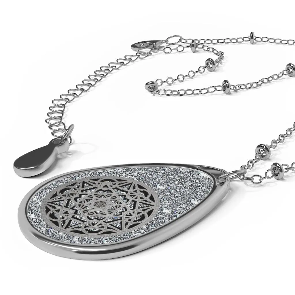 Gold/Silver Metatron Cube Teardrop Silver Pendant/Necklace,Personalized Gift for Valentines/Birthday/Anniversary/Spiritual/Graduate
