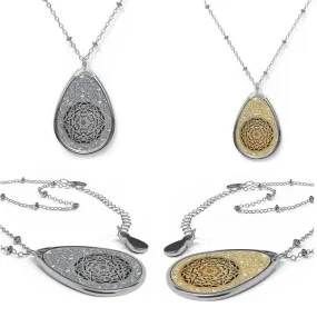 Gold/Silver Metatron Cube Teardrop Silver Pendant/Necklace,Personalized Gift for Valentines/Birthday/Anniversary/Spiritual/Graduate
